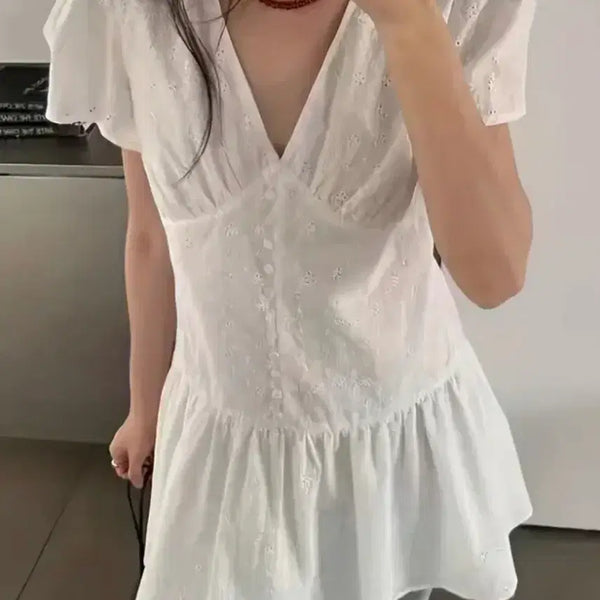 [BUNJANG] V-Neck Mini Dress / 브이넥 미니 원피스 (66사이즈)