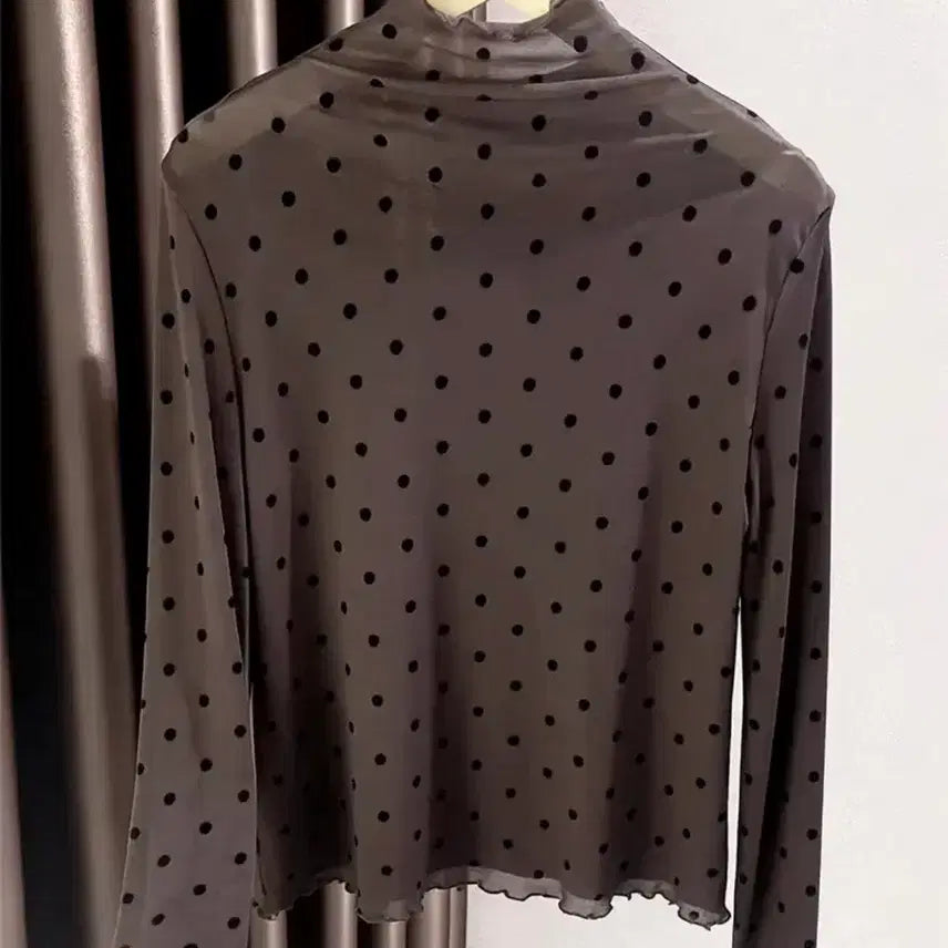 [BUNJANG] Sheer Dot Turtleneck Top / 시스루 도트 목폴라 일괄