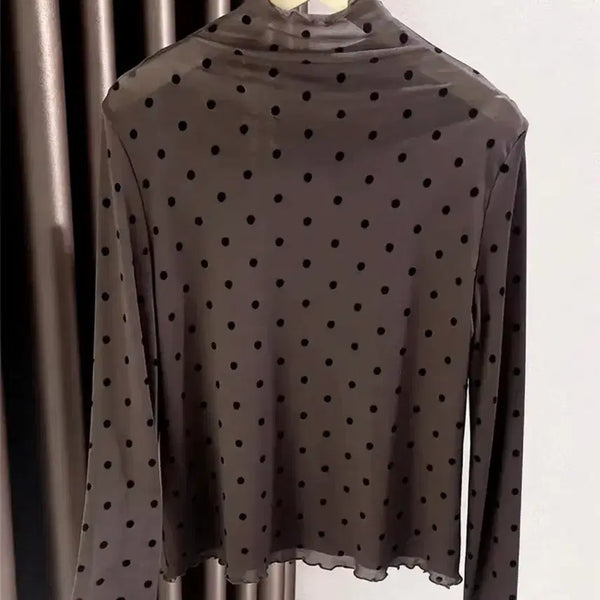 [BUNJANG] Sheer Dot Turtleneck Top / 시스루 도트 목폴라 일괄