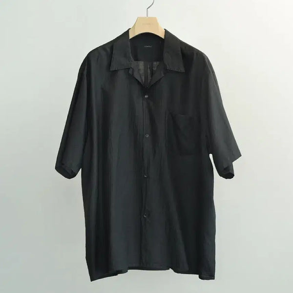 [BUNJANG] COMOLI 26SS Wool Silk Short Sleeve Open Collar Shirt Charcoal / [새상품] 26SS COMOLI 코모리 울실크 반팔 오픈카라 셔츠 차콜