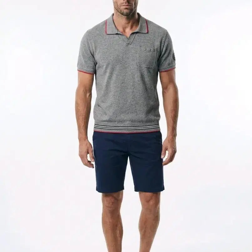 [BUNJANG] Moncler Men's Short Sleeve Polo Shirt Grey / 몽클레어 남자 반팔 폴로 그레이