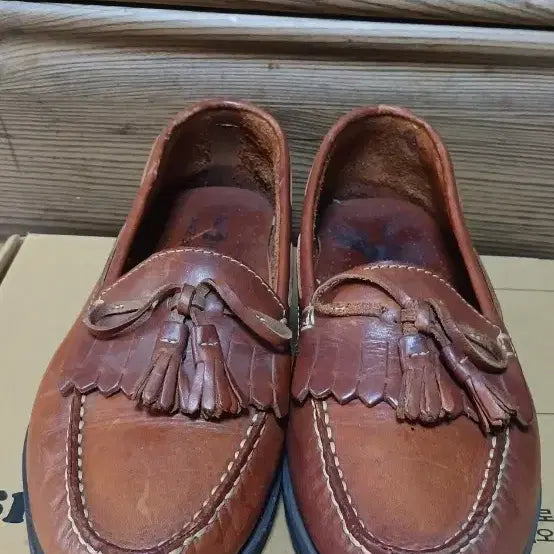 [BUNJANG] Duck Feather Brown Leather Loafers (245mm) / 덕 헤더 갈색 가죽로퍼(245mm)