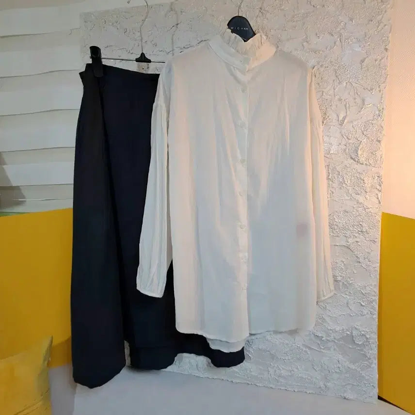 [BUNJANG] Asa Cotton Frill Blouse and Wrap Style Skirt Set / (셋업)아사면 프릴블라우스. / 랩스타일 스커트