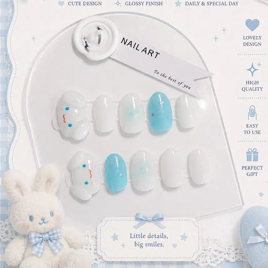[BUNJANG] Sanrio Cinnamoroll Handmade Nail Tips / (할인)시나모롤 치크 수제네일팁