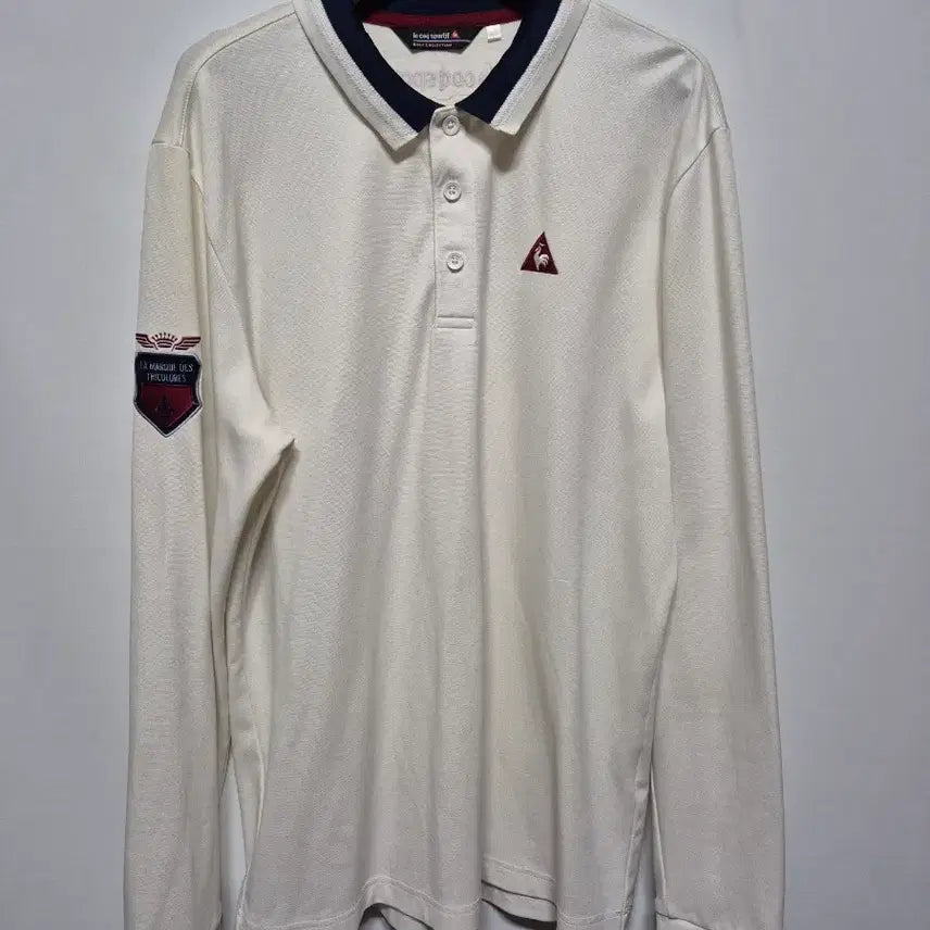 [BUNJANG] Le Coq Sportif Long-Sleeve Collar T-Shirt White 105 / 르꼬끄 스포르 긴팔 카라티 흰색 105