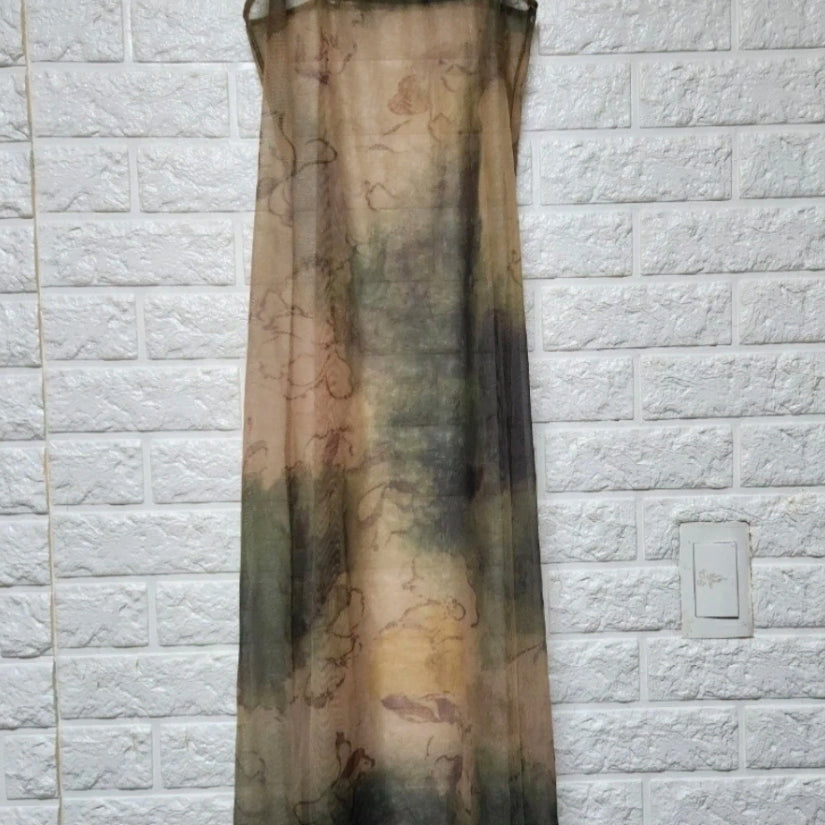 [BUNJANG] See-through Print Long Dress / 시스루 나염 롱 원피스