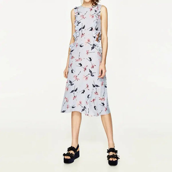 [BUNJANG] ZARA Light Blue Floral Cut-Out Dress / 새상품) 자라 ZARA 하늘색 꽃무늬 컷아웃 원피스