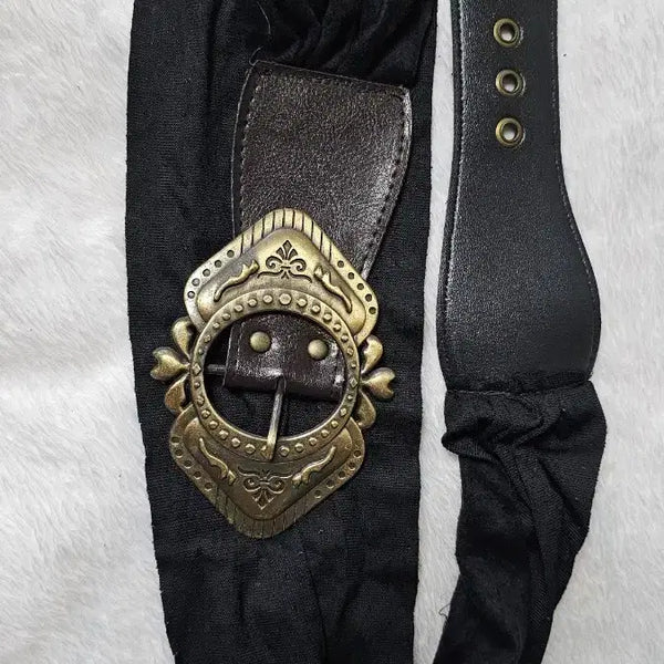 [BUNJANG] Vintage Black Belt with Unique Buckle / 빈티지 벨트 블랙