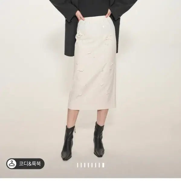 [BUNJANG] Time by Han Style Sequin Floral Skirt / 한섬 타임 비즈&시퀸 플로럴 밴딩 스커트