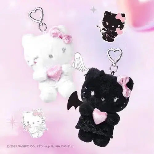 [BUNJANG] FillyMillly x Hello Kitty Angel & Devil Plush Keychain Mascot Bundle Set / (2개 일괄) 필리밀리 X 헬로키티 천사와 악마 봉제 인형 키링 마스코트