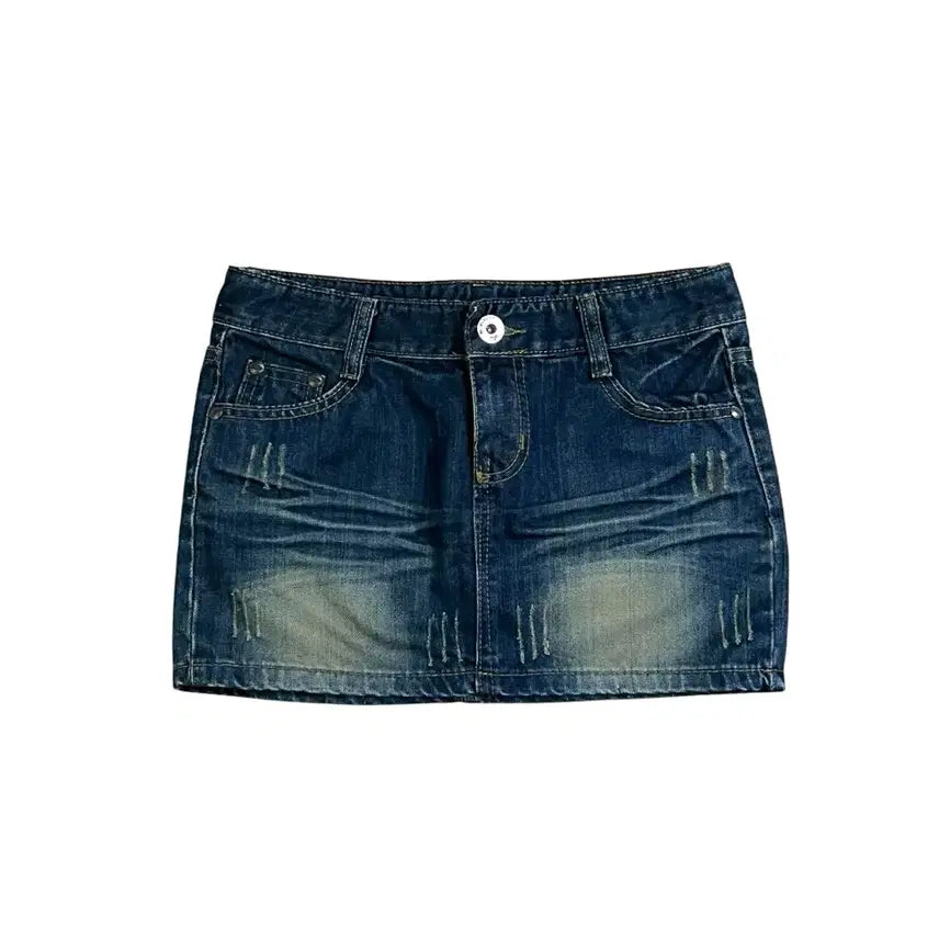 [BUNJANG] Vintage Washed Denim Mini Skirt / 빈티지 오네갸루 섹시 미니스커트 워싱 청치마 딱붙핏