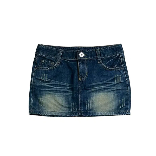 [BUNJANG] Vintage Washed Denim Mini Skirt / 빈티지 오네갸루 섹시 미니스커트 워싱 청치마 딱붙핏