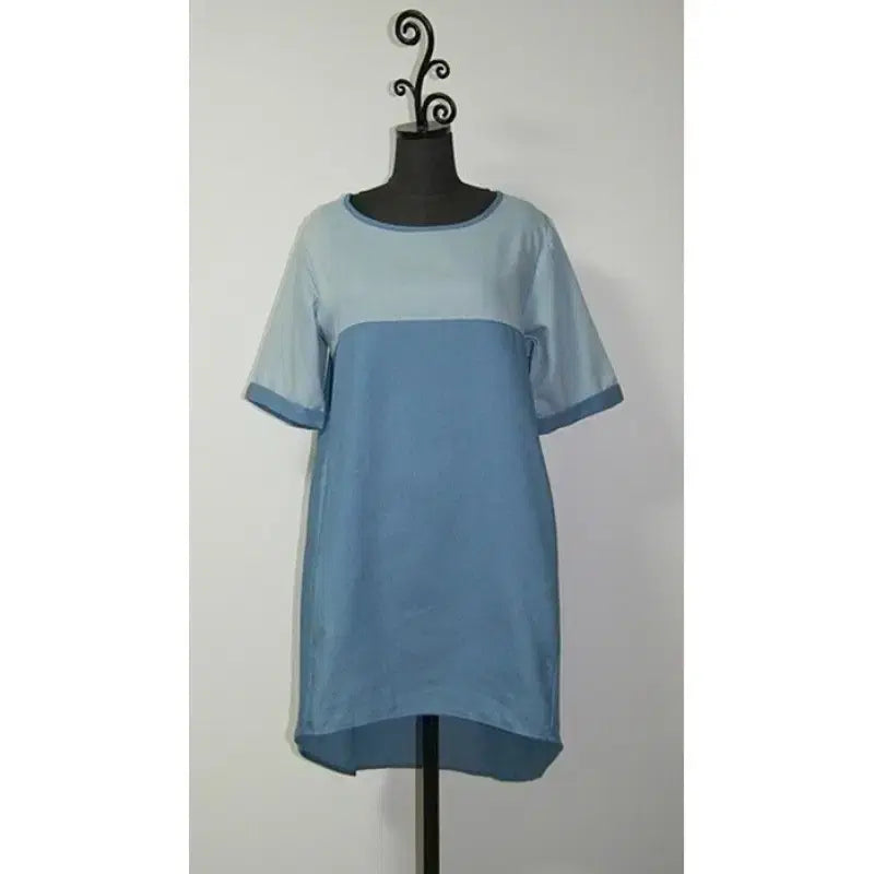[BUNJANG] Colorblock Denim Dress Top - Blue / 배색 데님 원피스 상의/블루