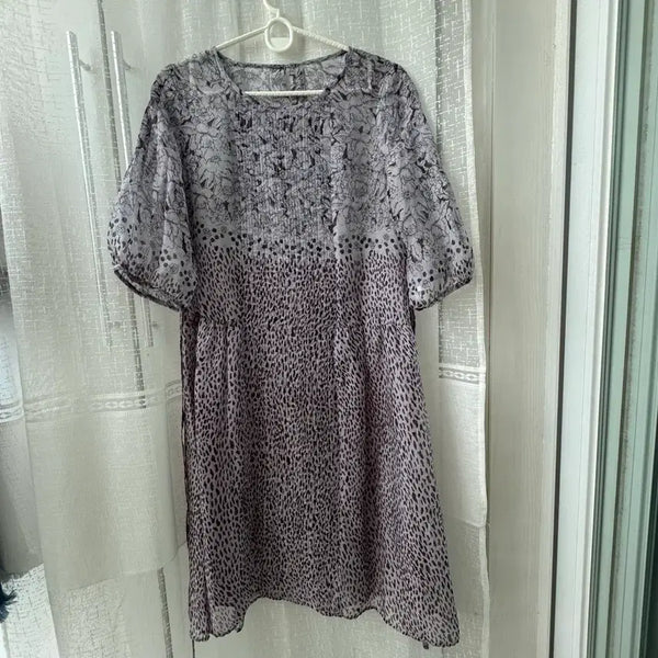 [BUNJANG] Japanese Vintage Chiffon Short-Sleeve Dress / 일본 빈티지 쉬폰 반팔 원피스