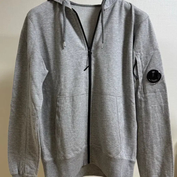 [BUNJANG] CP Company Light Fleece Lens Hooded Zip-up Jacket (Grey, Khaki) / 씨피컴퍼니 라이트 플리스 렌즈 후드 집업 그레이, 카키