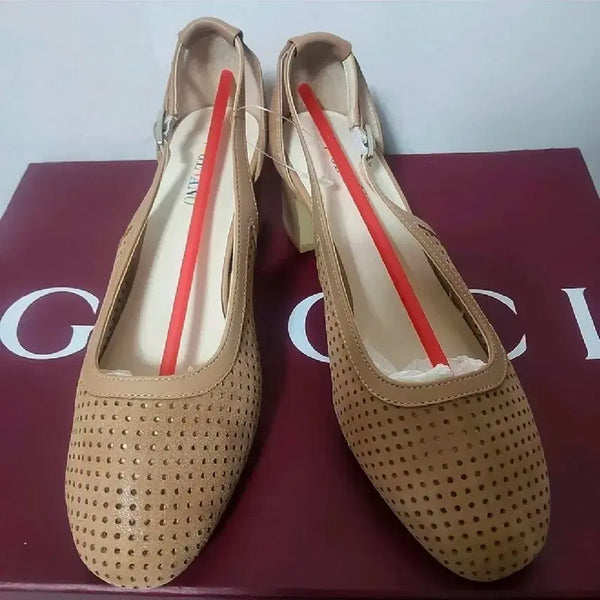 [BUNJANG] Kumgang VIVEZ-NO Middle Heel Pumps - Beige Leather Slingback (245) / 새상품 금강 비제바노 가죽 슬링백 미들 힐 펌프스 여자 구두 245 최종가격