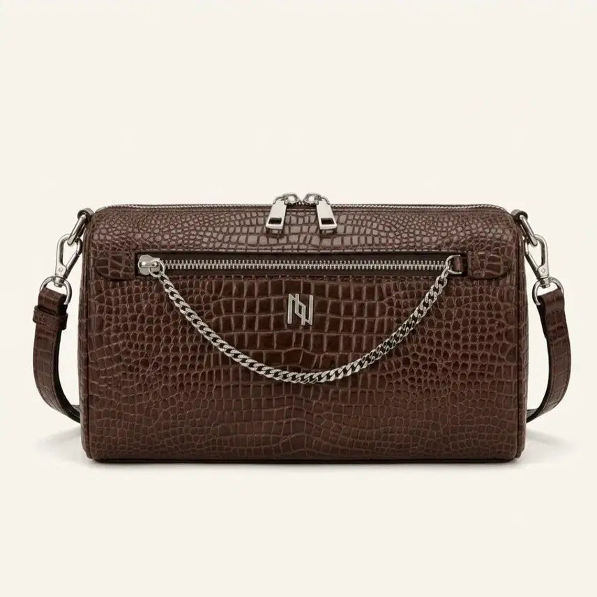 [BUNJANG] NuveNuuk Nunuah Leather Shoulder Crossbag Crocodile Brown / [새상품] 누브누크 누누아 가죽 숄더 크로스백 크로커브라운(정가27.3)