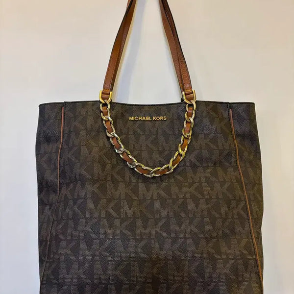 [BUNJANG] Michael Kors Signature Pattern Shopper Bag Brown / 마이클 코어스 쇼퍼백 브라운
