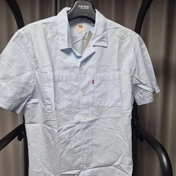 [BUNJANG] Levi's Blue Seersucker Camp Shirt (L) / (L) 리바이스 블루 시어서커 캠프셔츠