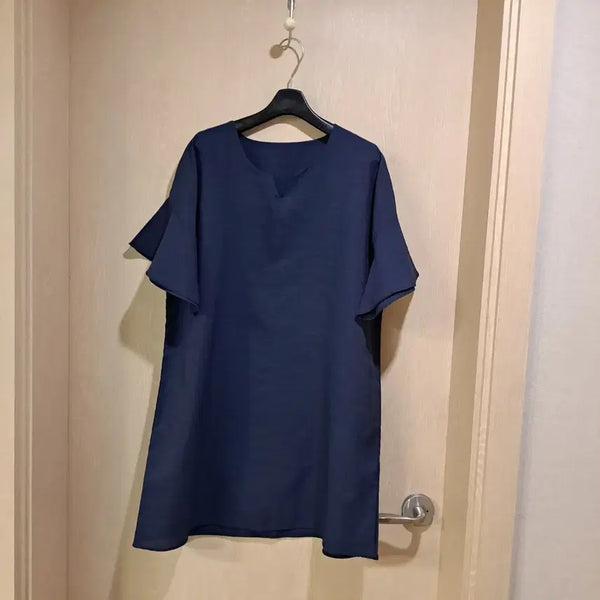 [BUNJANG] Navy Loose Fit Short Sleeve Midi Dress (Size 77-77.5) / 네이비색 루즈핏 반팔 원피스사이즈77~77반