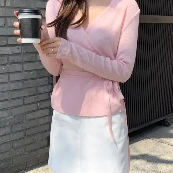 [BUNJANG] Benito Pink Wrap Knit / 베니토 핑크 랩니트