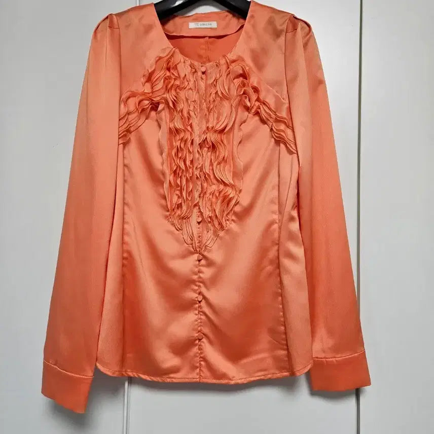 [BUNJANG] Solezia Frill Blouse Orange Size 91 / (새상품) 솔레지아 프릴 블라우스 (91)