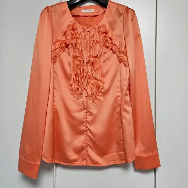 [BUNJANG] Solezia Frill Blouse Orange Size 91 / (새상품) 솔레지아 프릴 블라우스 (91)