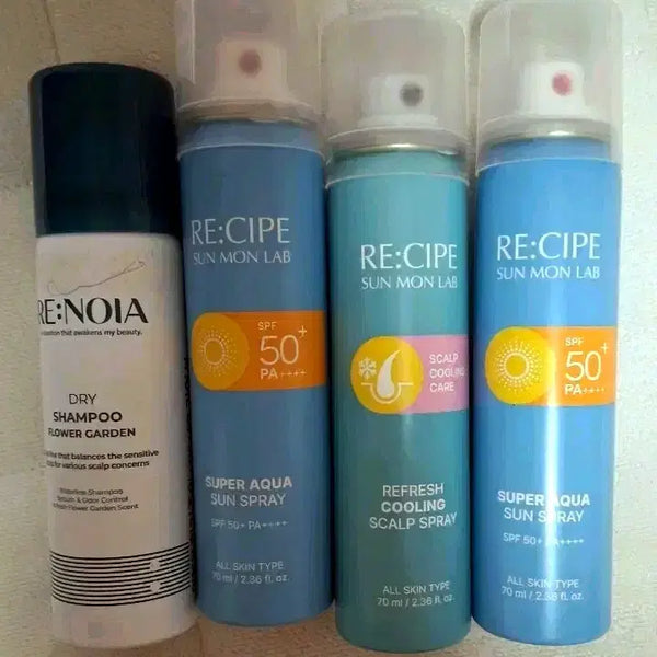 [BUNJANG] Recipe Sun Spray 3 Types + Dry Shampoo Bundle Set / 레시피 선스프레이 3종 + 드라이 샴푸 일괄