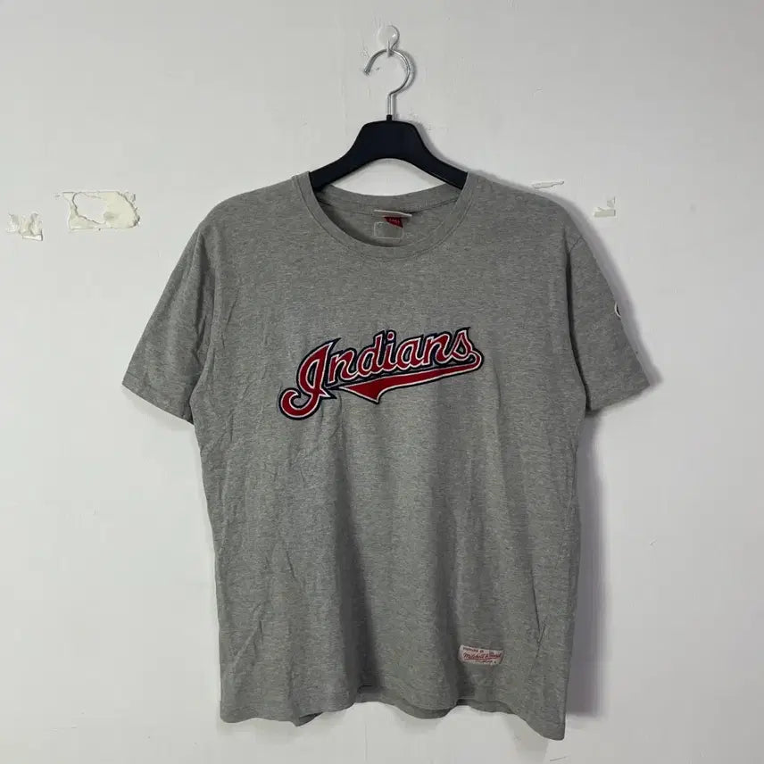 [BUNJANG] Mitchell & Ness Cleveland Indians T-Shirt Gray / 미첼앤네스 클리블랜드 인디언스 반팔 티셔츠 그레이