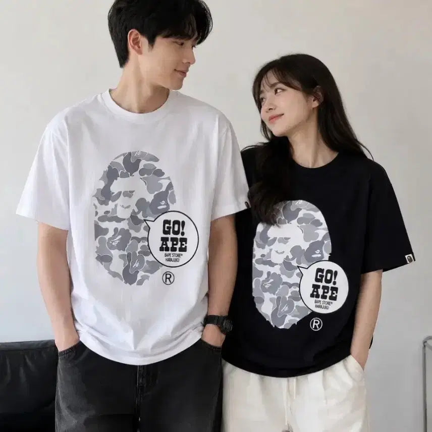 [BUNJANG] Bape Harajuku Short Sleeve T-Shirt White/Black / 베이프 하라주쿠 반팔티 화이트/블랙