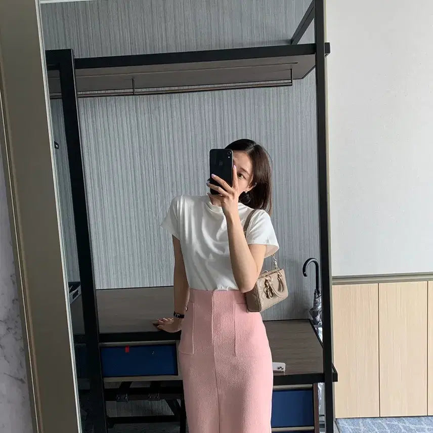 [BUNJANG] Heyzlemode Summer Long Tweed Skirt Pink / 헤이즐모드 썸머 롱 트위드 스커트 핑크 새상품