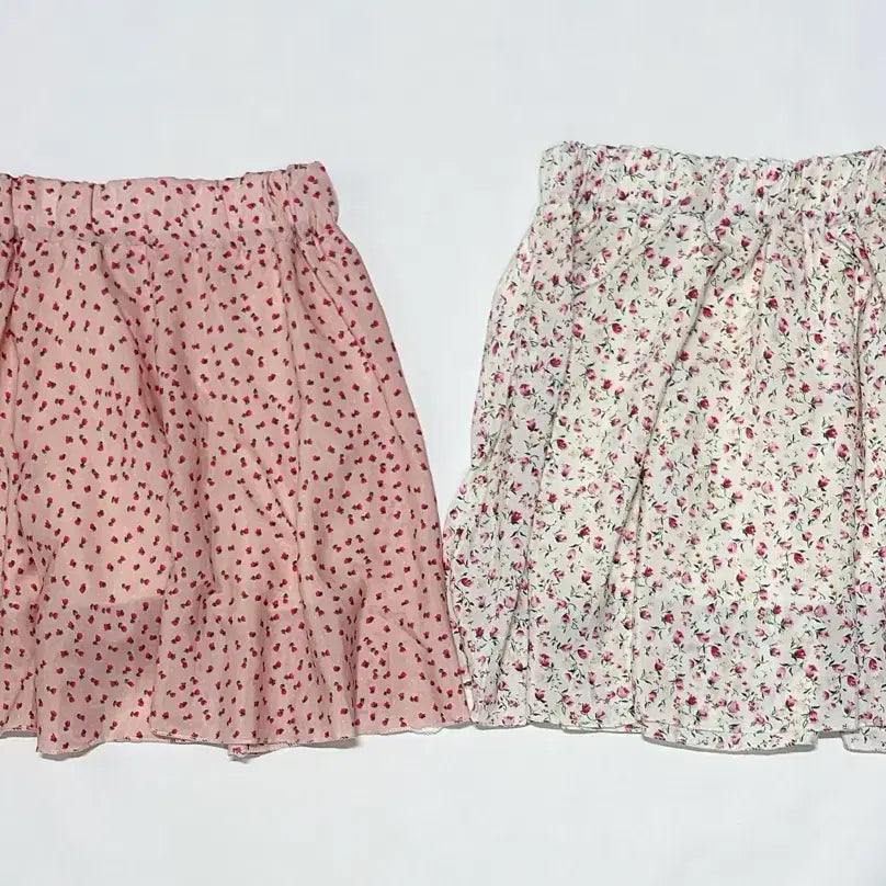 [BUNJANG] Floral Skirt Bundle Set (Pink/White) / 꽃무늬 스커트 2개 일괄 (핑크/화이트)