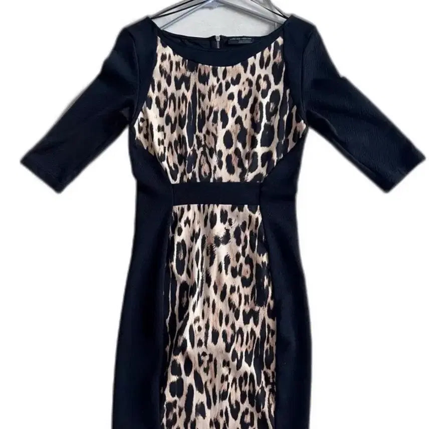 [BUNJANG] ZARA Leopard Colorblock Dress / ZARA 레오파드 배색 원피스 M / 섹시 글램핏