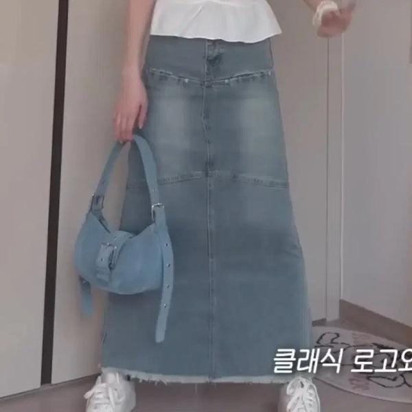 [BUNJANG] Black Up Sherbet Mermaid Denim Long Skirt / 유튜버 윤비누 착용 제품) 블랙업 셔벗 머메이드 데님 롱스커트