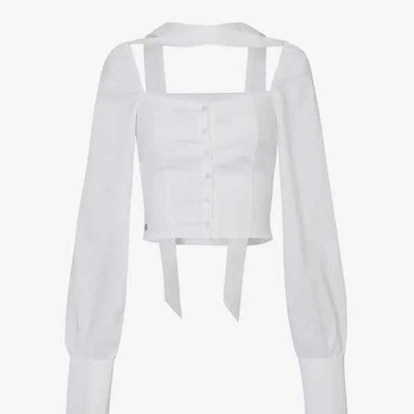 [BUNJANG] Pain Or Pleasure Bianca Square Neck Blouse - White / 페인오어플레져 비앙카 스퀘어넥 블라우스 화이트