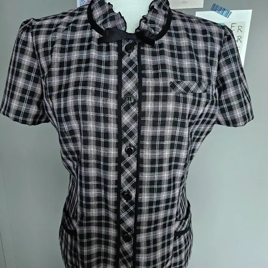 [BUNJANG] Check Ribbon Blouse / 체크 리본 블라우스