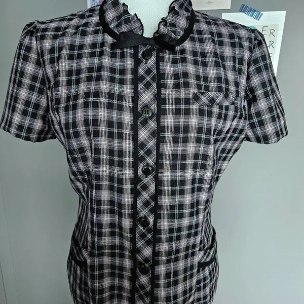 [BUNJANG] Check Ribbon Blouse / 체크 리본 블라우스