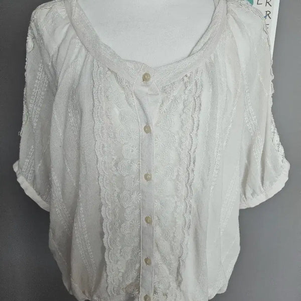 [BUNJANG] Ivory Lace Blouse / 아이보리 레이스 블라우스