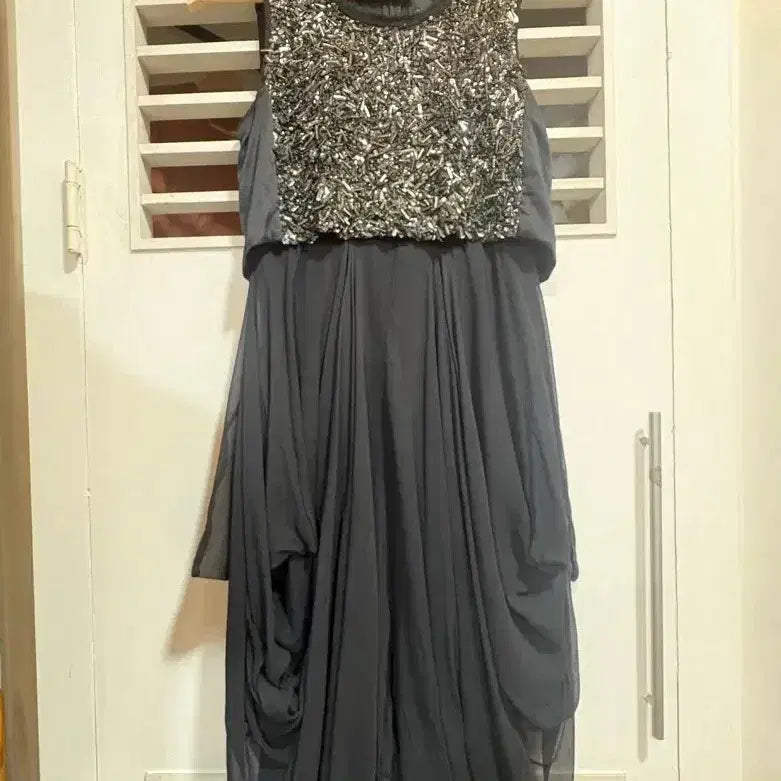 [BUNJANG] Objet Kang Jinyoung Black Bead Tulle Dress / 오브제강진영블랙비즈장식튤드레스