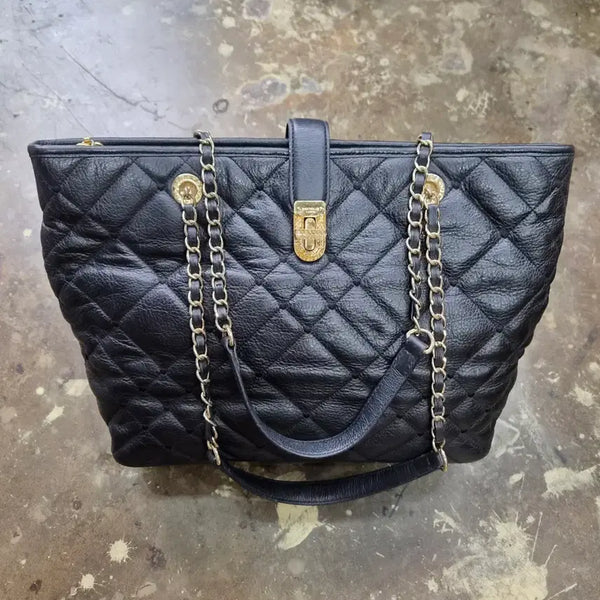 [BUNJANG] Lovecat Quilted Chain Strap Shoulder Tote Bag / 러브캣 숄더백 토트백 가방