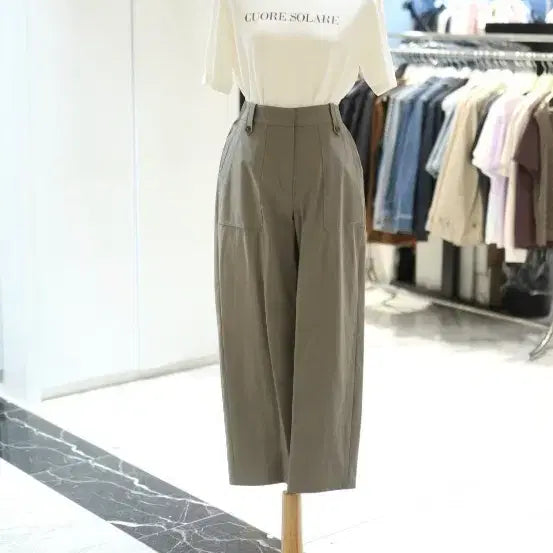 [BUNJANG] Comptoir des Cotonniers Women's Back Banding Baggy Fit Pants Khaki Size 77 / 꼼빠니아 백 밴딩 배기핏 팬츠 바지