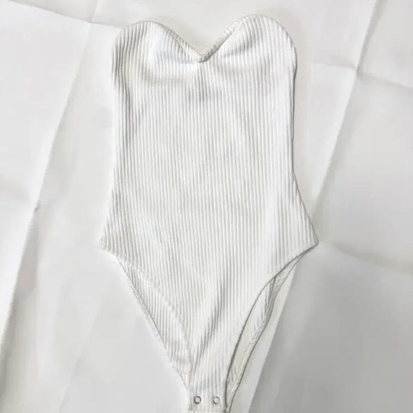 [BUNJANG] Zara Ribbed Tube Top Bodysuit White S / 자라) 골지 튜브탑 바디수트