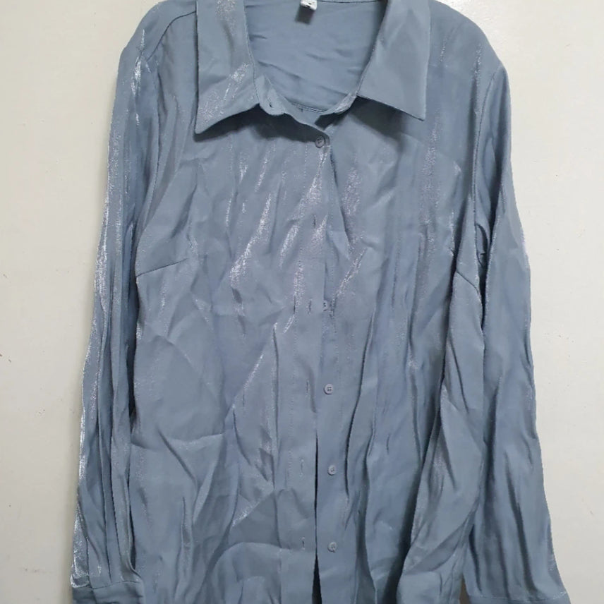 [BUNJANG] Sky Blue Shirring Detail Blouse / 스토리 블라우스 하늘색