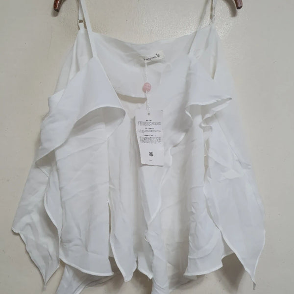[BUNJANG] Hotping White Frill Cami Blouse / 새상품)핫핑 화이트 프릴 끈나시 블라우스