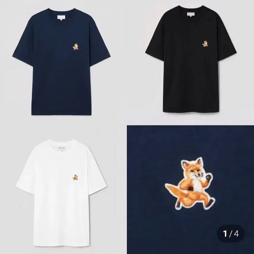 [BUNJANG] Maison Kitsuné Fox Patch Short Sleeve T-Shirt / 오늘만특가)무료배송)메종 칠랙스(달리는) 폭스 패치 반팔 티셔츠