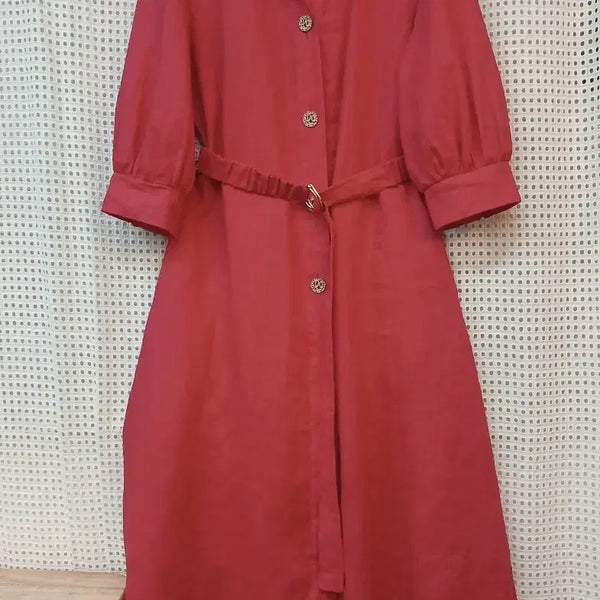 [BUNJANG] TASI New York Pink 100% Linen Dress / TASI  뉴욕 핑크 린넨100  원피스 55.66