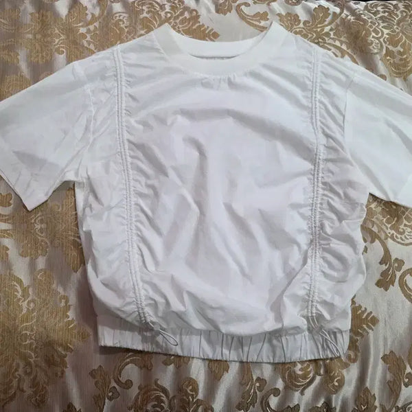 [BUNJANG] 8seconds White Shirring Short-Sleeve T-shirt / 에잇세컨즈화이트 셔링 반팔 티셔츠