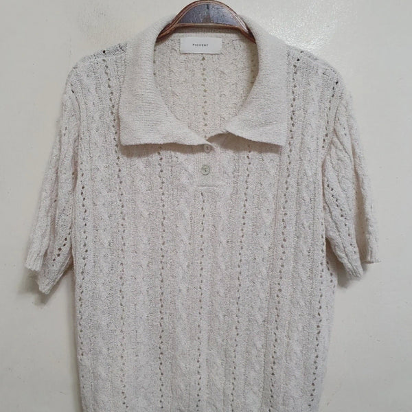 [BUNJANG] Pigment Ivory Knit Short Sleeve / 피그먼트 아이보리 니트 반팔