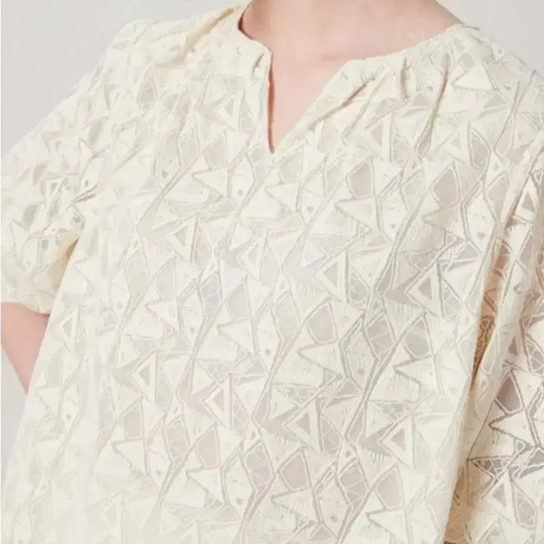 [BUNJANG] TIME Cream Asymmetrical Lace Blouse / 타임 크림색 언발란스 블라우스 55-66