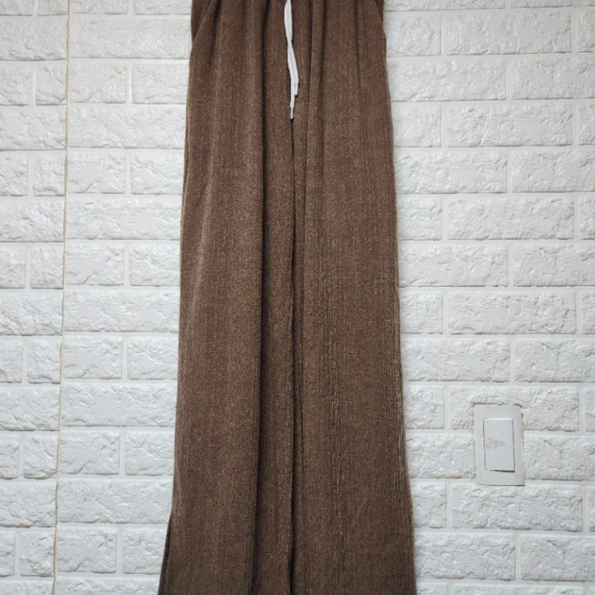 [BUNJANG] UNIQUE FORM Brown Wide Banding Pants / UNIQUE FORM 브라운 와이드 밴딩 팬츠